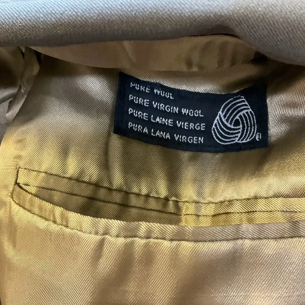 Carlo Mandrone 40R Double Breasted Pure Virgin Wool Blazer Brown Canada